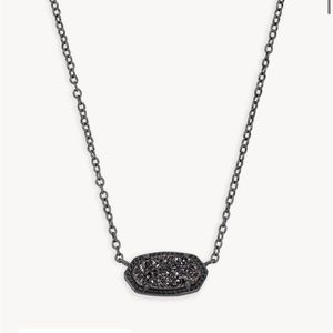 Kendra Scott Elisa Pendant Necklace in Black Drusy